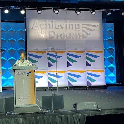 Dr. Imani Perry delivers keynote address at the Achieving the Dream convening in Orlando, Florida.