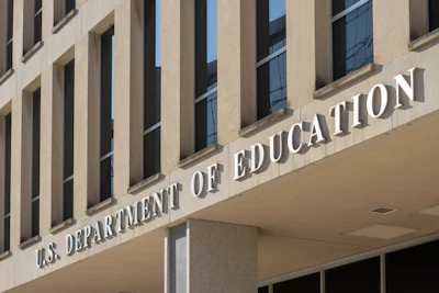 U.S. Department of Education building exterior with architectural signage